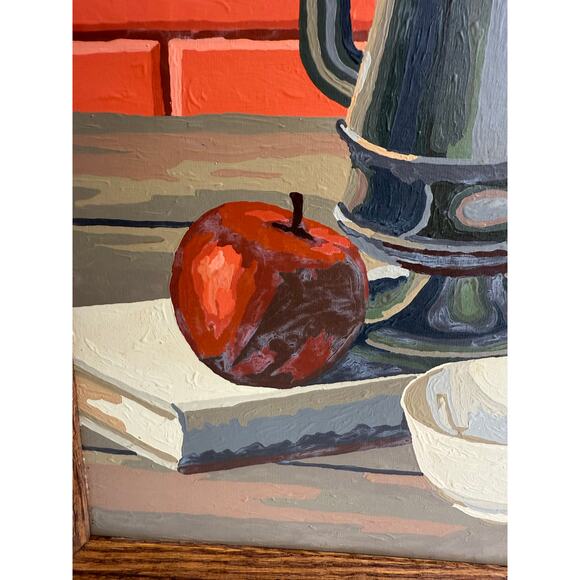 Vintage 1963 Mid-Century Paint By Number Still Life Wood Frame | 19" x 23" - Picture 5 of 9